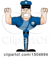 Poster, Art Print Of Cheering Buff Caucasian Male Police Officer