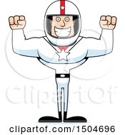 Clipart Of A Cheering Buff Caucasian Male Race Car Driver Royalty Free Vector Illustration