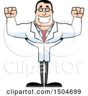 Poster, Art Print Of Cheering Buff Caucasian Male Scientist