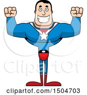 Poster, Art Print Of Cheering Buff Caucasian Male Super Hero