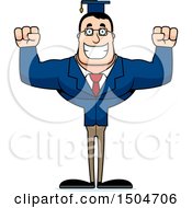 Clipart Of A Cheering Buff Caucasian Male Teacher Royalty Free Vector Illustration