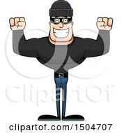 Clipart Of A Cheering Buff Caucasian Male Robber Royalty Free Vector Illustration