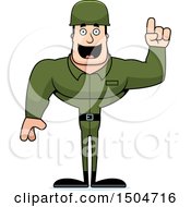 Clipart Of A Buff Caucasian Male Army Soldier With An Idea Royalty Free Vector Illustration