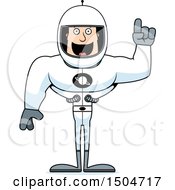 Clipart Of A Buff Caucasian Male Astronaut With An Idea Royalty Free Vector Illustration