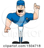 Clipart Of A Buff Caucasian Male Baseball Player With An Idea Royalty Free Vector Illustration