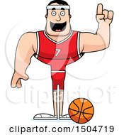 Clipart Of A Buff Caucasian Male Basketball Player With An Idea Royalty Free Vector Illustration