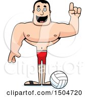 Poster, Art Print Of Buff Caucasian Male Beach Volleyball Player With An Idea