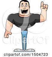 Clipart Of A Buff Casual Caucasian Man With An Idea Royalty Free Vector Illustration