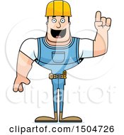 Clipart Of A Buff Caucasian Male Construction Worker With An Idea Royalty Free Vector Illustration
