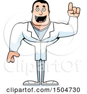 Clipart Of A Buff Caucasian Male Doctor With An Idea Royalty Free Vector Illustration