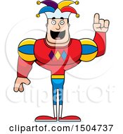 Clipart Of A Buff Caucasian Male Jester With An Idea Royalty Free Vector Illustration