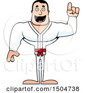Clipart Of A Buff Caucasian Karate Man With An Idea Royalty Free Vector Illustration