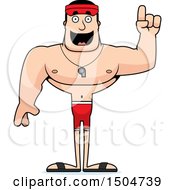 Clipart Of A Buff Caucasian Male Lifeguard With An Idea Royalty Free Vector Illustration