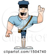 Clipart Of A Buff Caucasian Male Postal Worker With An Idea Royalty Free Vector Illustration