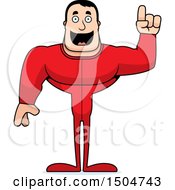 Clipart Of A Buff Caucasian Male In Pjs With An Idea Royalty Free Vector Illustration