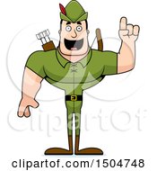 Clipart Of A Buff Caucasian Male Archer Or Robin Hood With An Idea Royalty Free Vector Illustration