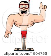 Clipart Of A Buff Caucasian Male In Snorkel Gear With An Idea Royalty Free Vector Illustration
