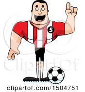 Clipart Of A Buff Caucasian Male Soccer Player Athlete With An Idea Royalty Free Vector Illustration