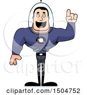 Clipart Of A Buff Caucasian Male Space Guy With An Idea Royalty Free Vector Illustration