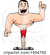 Clipart Of A Buff Caucasian Male Swimmer With An Idea Royalty Free Vector Illustration