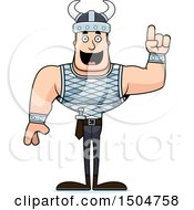 Clipart Of A Buff Caucasian Male Viking With An Idea Royalty Free Vector Illustration
