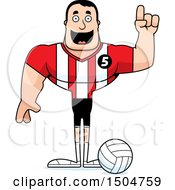 Clipart Of A Buff Caucasian Male Volleyball Player With An Idea Royalty Free Vector Illustration