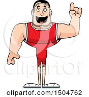 Clipart Of A Buff Caucasian Male Wrestler With An Idea Royalty Free Vector Illustration