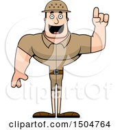 Clipart Of A Buff Caucasian Male Zookeeper Holding Up A Finger Royalty Free Vector Illustration