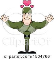 Clipart Of A Buff Caucasian Male Army Soldier With Open Arms Royalty Free Vector Illustration
