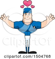 Clipart Of A Buff Caucasian Male Baseball Player With Open Arms Royalty Free Vector Illustration