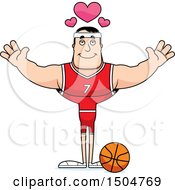 Clipart Of A Buff Caucasian Male Basketball Player With Open Arms Royalty Free Vector Illustration