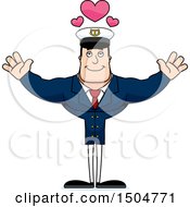 Clipart Of A Buff Caucasian Male Sea Captain With Open Arms Royalty Free Vector Illustration