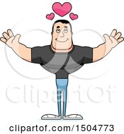 Clipart Of A Buff Casual Caucasian Man With Open Arms Royalty Free Vector Illustration