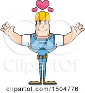 Poster, Art Print Of Buff Caucasian Male Construction Worker With Open Arms