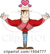 Clipart Of A Buff Caucasian Male Cowboy With Open Arms Royalty Free Vector Illustration
