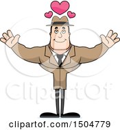 Clipart Of A Buff Caucasian Male Detective With Open Arms Royalty Free Vector Illustration