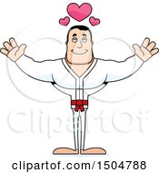 Clipart Of A Buff Caucasian Karate Man With Open Arms And Hearts Royalty Free Vector Illustration