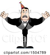 Clipart Of A Scared Buff Caucasian Party Man Royalty Free Vector Illustration