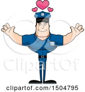 Poster, Art Print Of Buff Caucasian Male Police Officer With Hearts And Open Arms