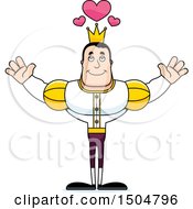 Clipart Of A Buff Caucasian Male Prince With Open Arms And Hearts Royalty Free Vector Illustration