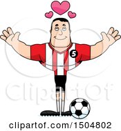 Clipart Of A Buff Caucasian Male Soccer Player Athlete With Hearts And Open Arms Royalty Free Vector Illustration