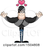 Clipart Of A Buff Caucasian Male Robber With Hearts And Open Arms Royalty Free Vector Illustration