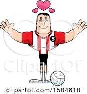 Poster, Art Print Of Buff Caucasian Male Volleyball Player With Hearts And Open Arms