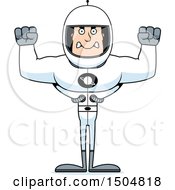 Clipart Of A Mad Buff Caucasian Male Astronaut Royalty Free Vector Illustration