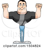 Clipart Of A Mad Buff Casual Caucasian Man Royalty Free Vector Illustration