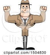 Clipart Of A Mad Buff Caucasian Male Detective Royalty Free Vector Illustration