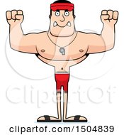 Clipart Of A Mad Buff Caucasian Male Lifeguard Royalty Free Vector Illustration