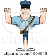 Clipart Of A Mad Buff Caucasian Male Postal Worker Royalty Free Vector Illustration