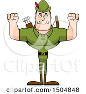 Clipart Of A Mad Buff Caucasian Male Archer Or Robin Hood Royalty Free Vector Illustration