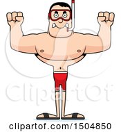 Clipart Of A Mad Buff Caucasian Male In Snorkel Gear Royalty Free Vector Illustration